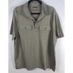 Express Polo Shirt Mens XL Beige Moisture Wicking Stretch Performance